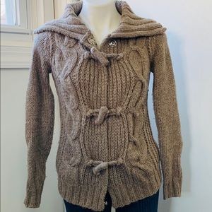 Gap tan wool/alpaca toggle knit cardigan sweater